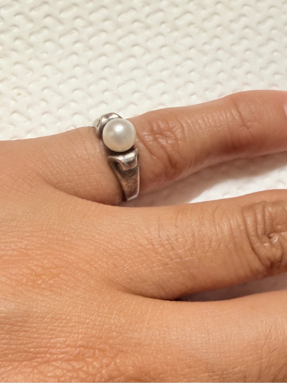 Vintage RETIRED James Avery 925 Silver Scrolled Pearl Ring Sz6 - Picture 2 of 10